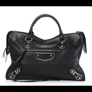 Authentic Balenciaga Chèvre Metallic Edge purse